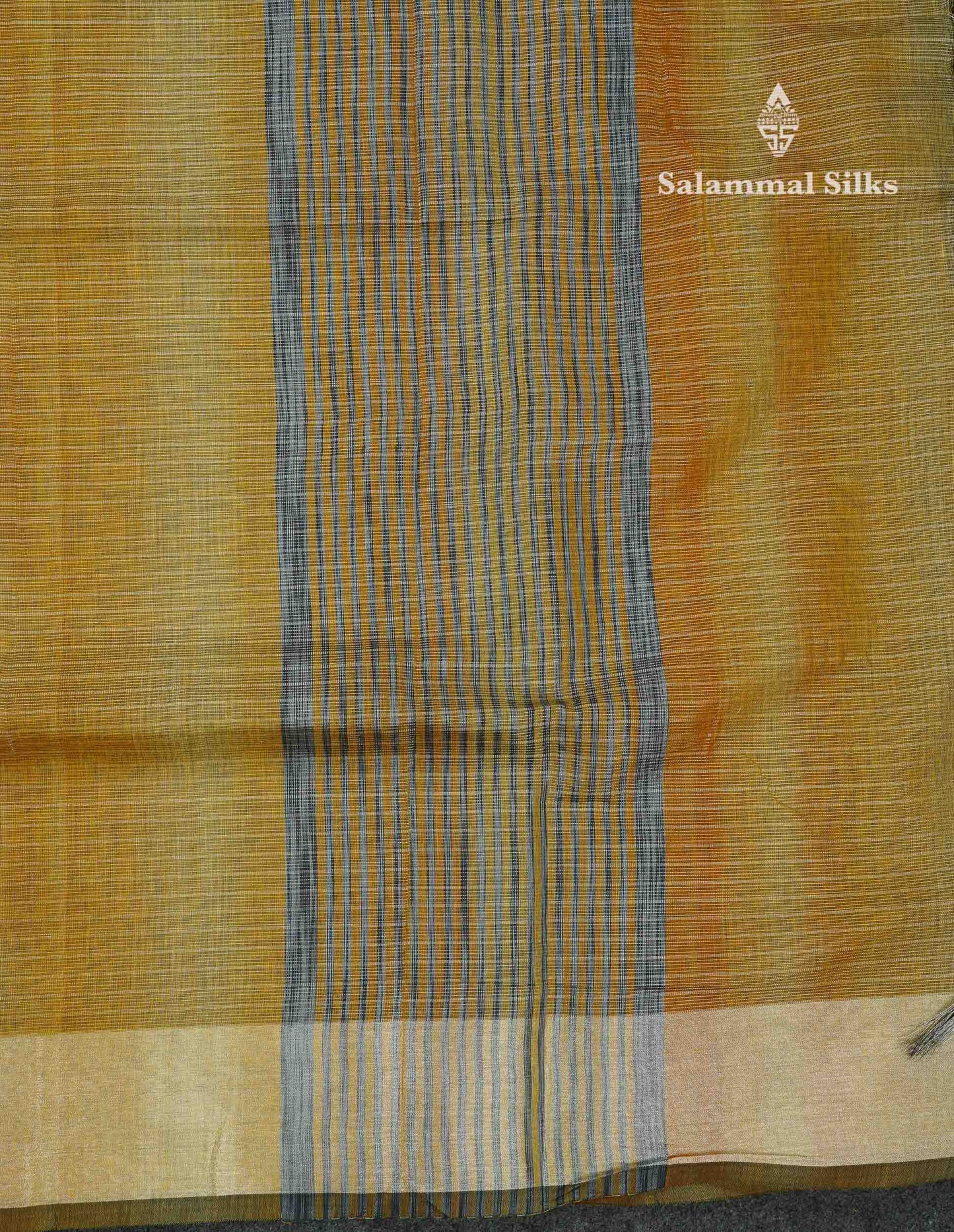 Beautiful Blueish Grey Linen Cotton Mix Saree With Fancy Tissue Border