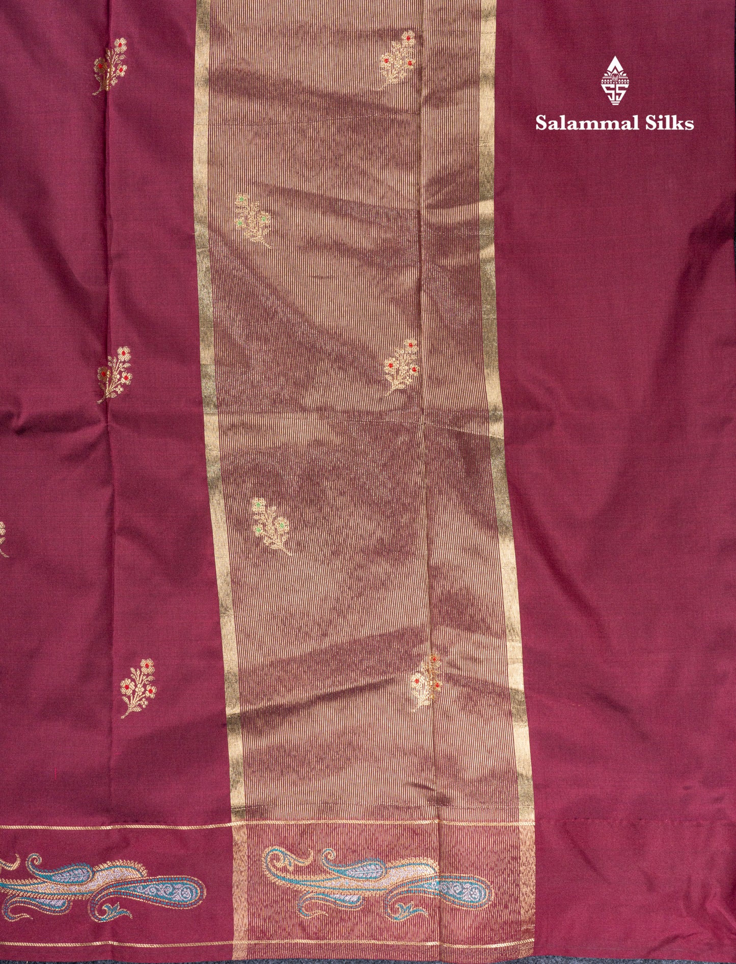 Dark Maroon Menakari Work Semi Soft Silk Saree With Fancy Border