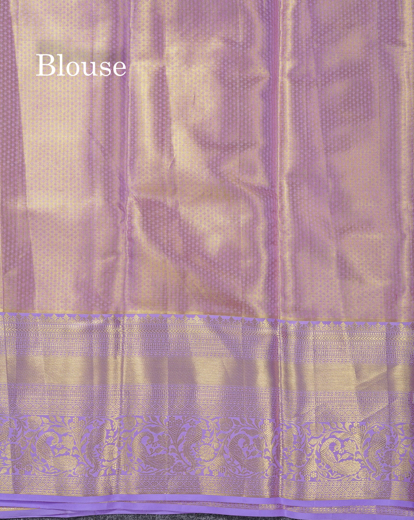 Beautiful Gold Tissue Pure Kanjivaram Silk Saree With Contrast Lavender Traditional Evening Morning Border