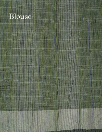 Beautiful Blueish Grey Linen Cotton Mix Saree With Fancy Tissue Border
