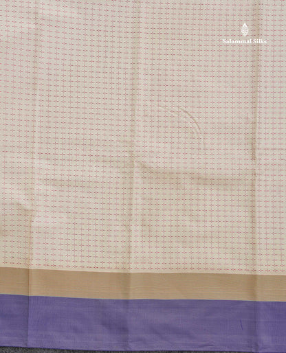 Semi Silk Saree - Beige Colour Body With Contrast Tomato Red Border
