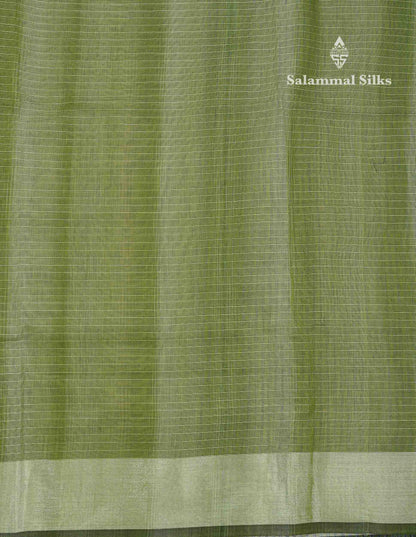 Beautiful Blueish Grey Linen Cotton Mix Saree With Fancy Tissue Border