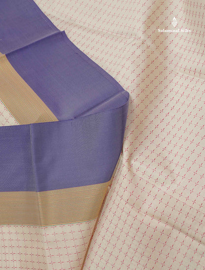 Semi Silk Saree - Beige Colour Body With Contrast Tomato Red Border