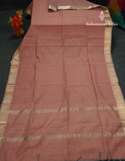 Beautiful Sea Blue Linen Cotton Mix Fancy Saree With Fancy Border