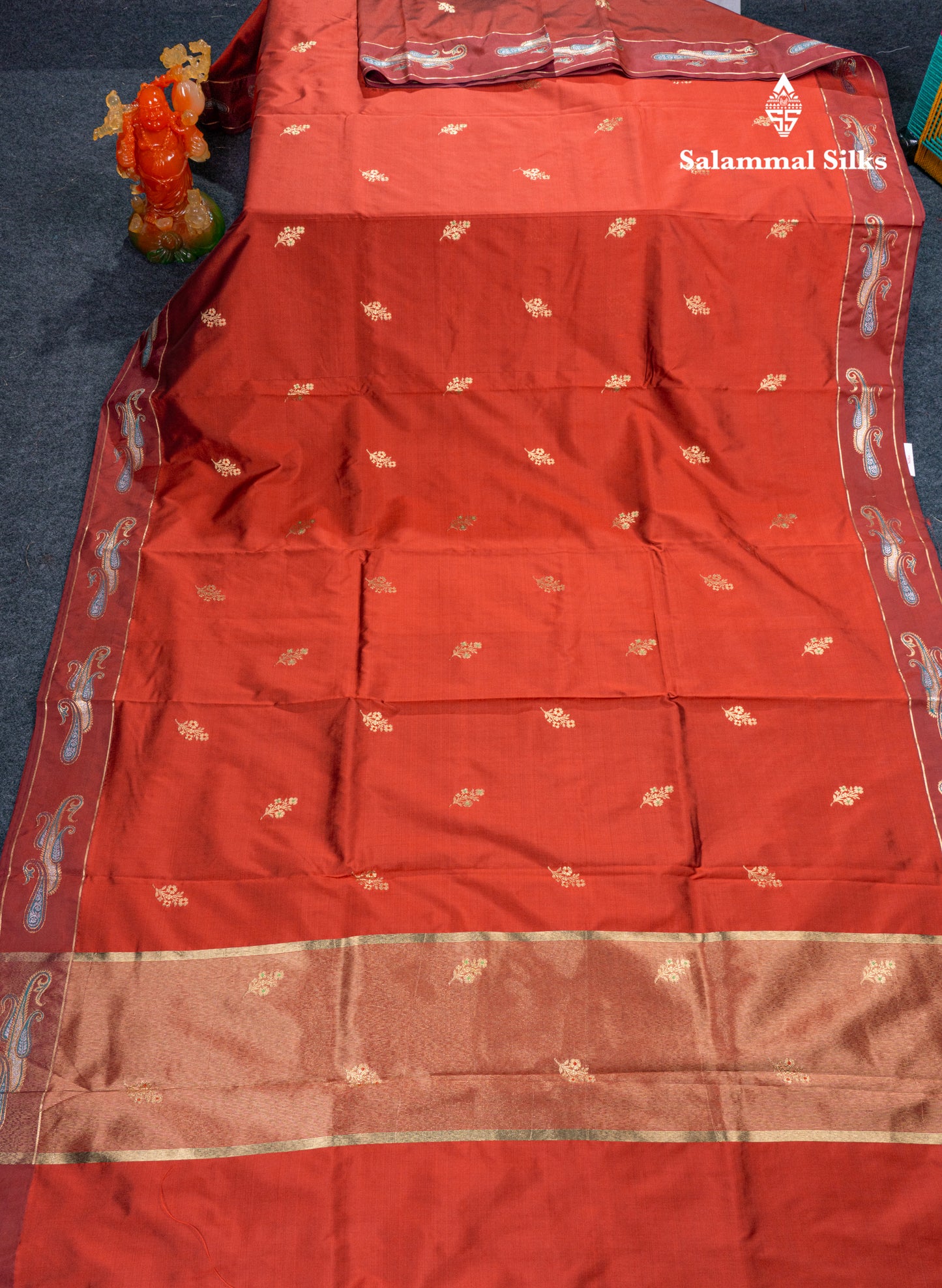 Dark Maroon Menakari Work Semi Soft Silk Saree With Fancy Border