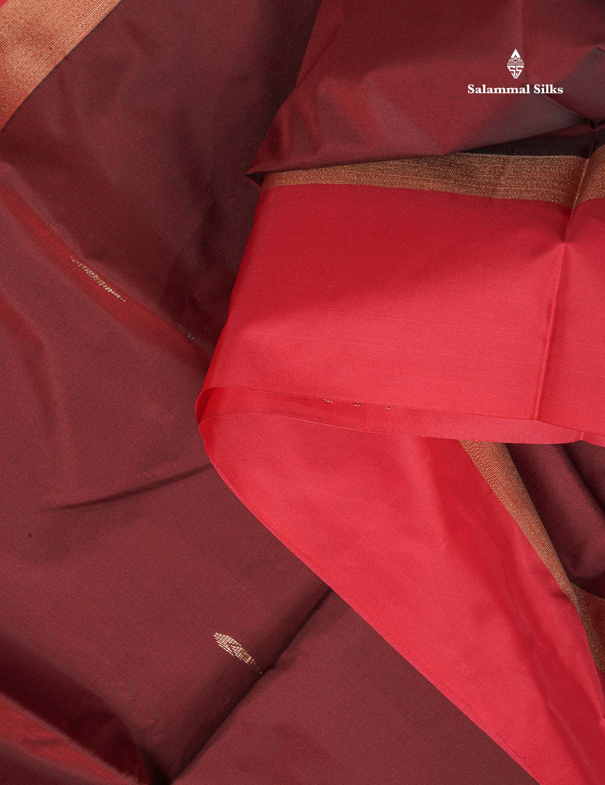 Semi Silk Saree - Maroon Colour Body Small Butta With Contrast Redish Pink Fancy Border
