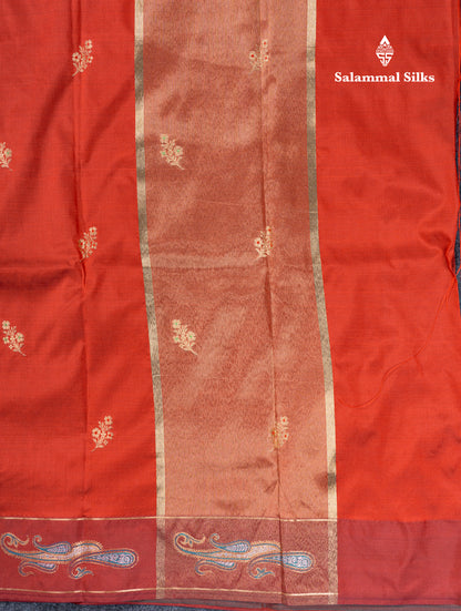 Dark Maroon Menakari Work Semi Soft Silk Saree With Fancy Border