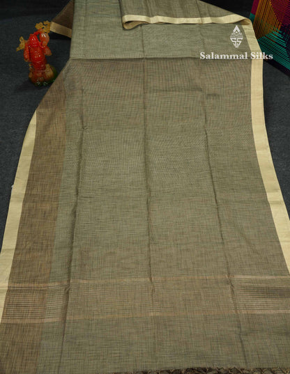 Beautiful Light Violet Linen Cotton Mix Fancy Saree With Fancy Border