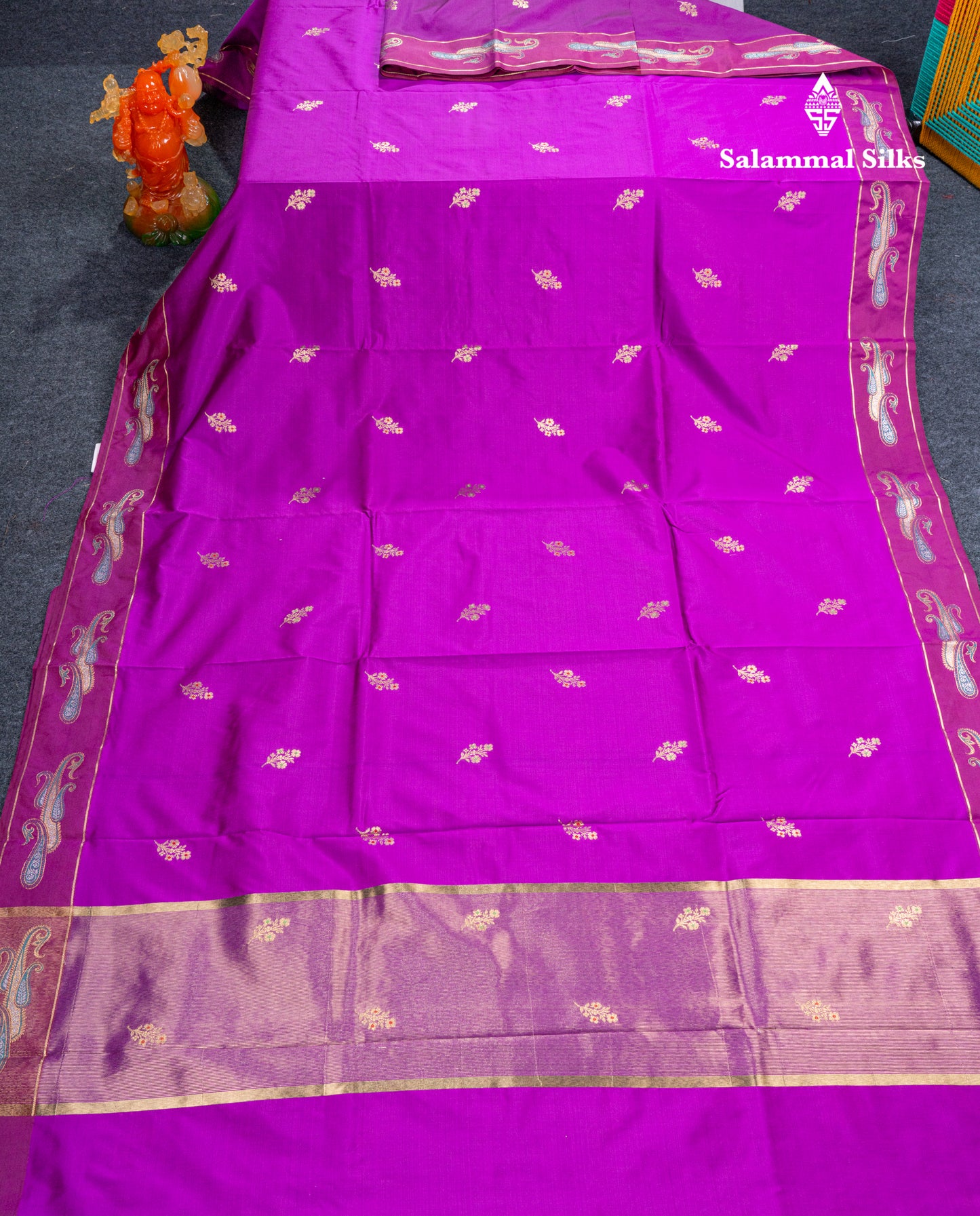 Dark Maroon Menakari Work Semi Soft Silk Saree With Fancy Border