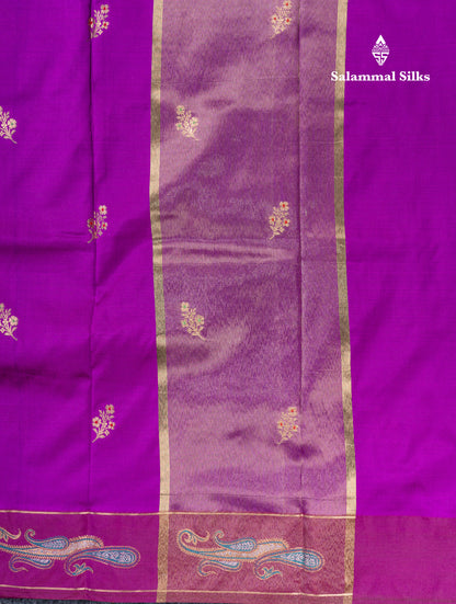 Dark Maroon Menakari Work Semi Soft Silk Saree With Fancy Border