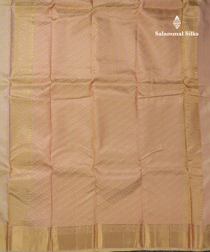 Beautiful Cream Sandal Pure Kanjivaram Silk Saree With Traditional Medium Border