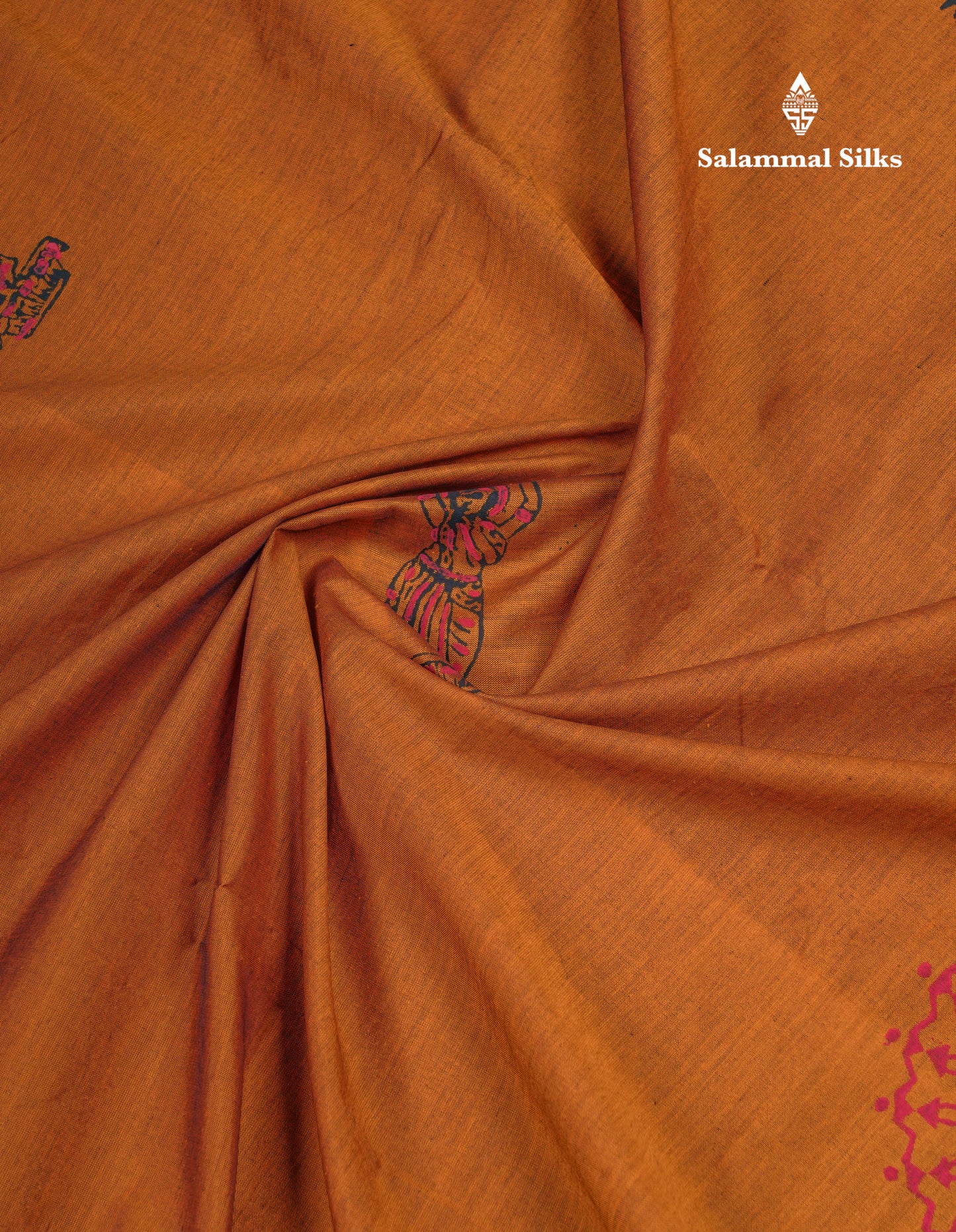 Beautiful Mustard Yellow South Cotton Printed Saree With Contrast Black Blouse