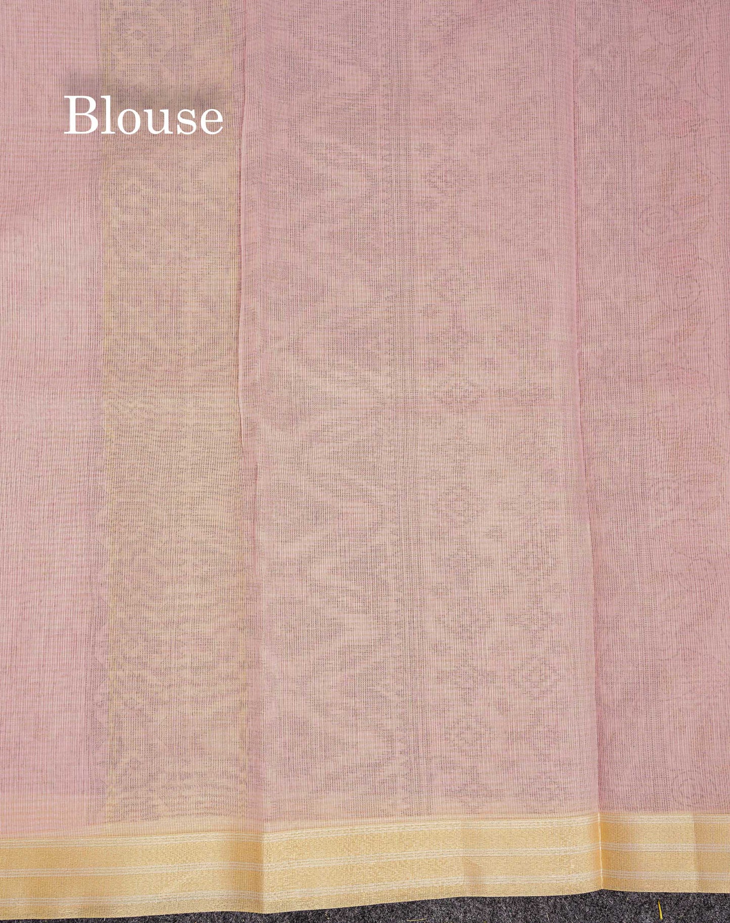Kota Cotton Saree - Light Pink Printed Along With Gold & Silver Zari Border