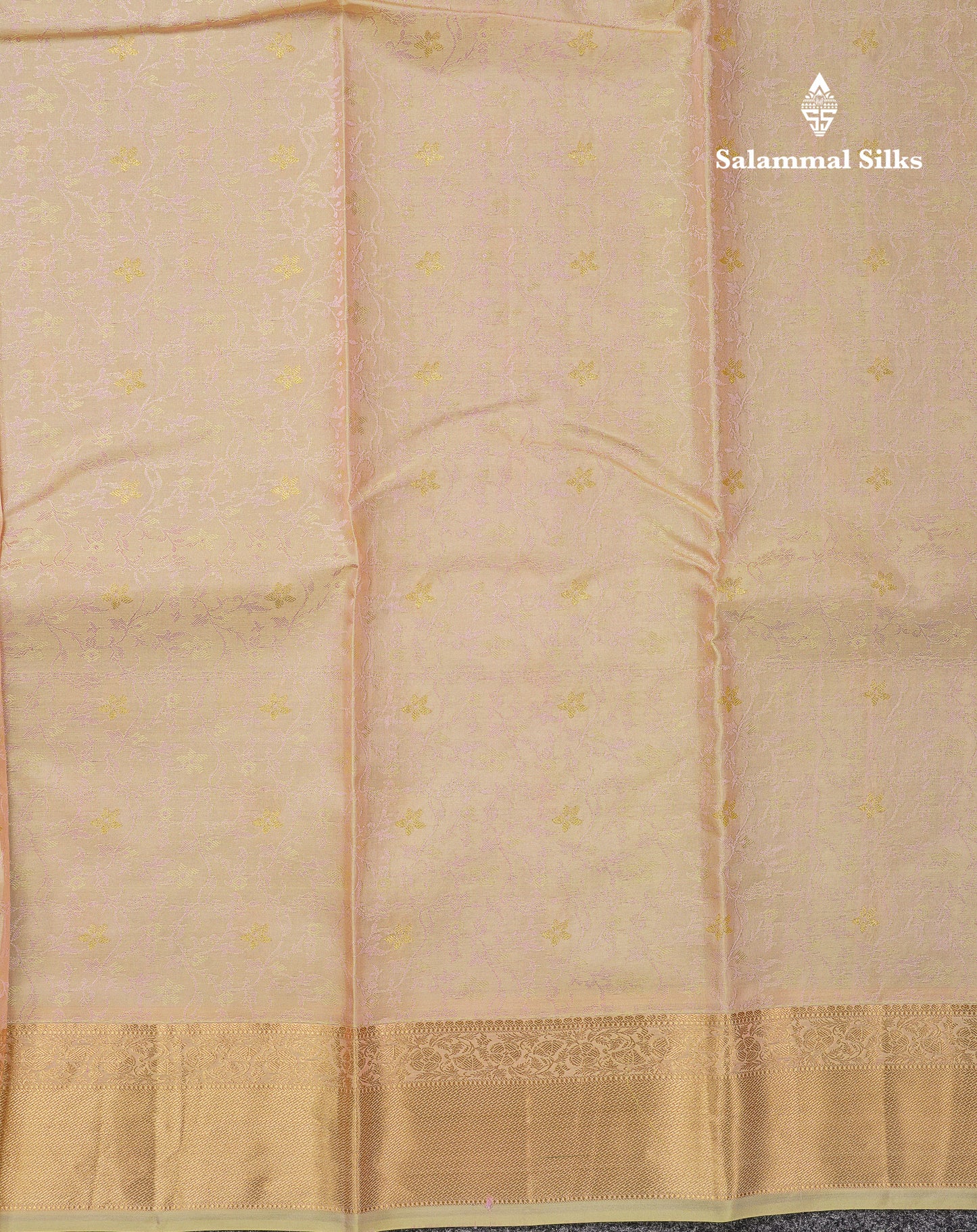 Beautiful Cream Sandal Pure Kanjivaram Silk Saree With Traditional Medium Border