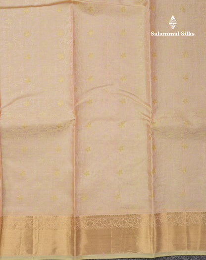 Beautiful Cream Sandal Pure Kanjivaram Silk Saree With Traditional Medium Border