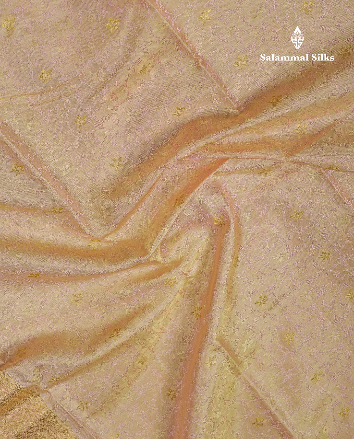 Beautiful Cream Sandal Pure Kanjivaram Silk Saree With Traditional Medium Border