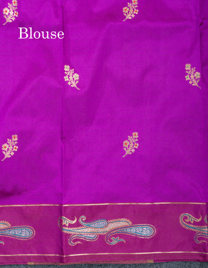 Dark Maroon Menakari Work Semi Soft Silk Saree With Fancy Border
