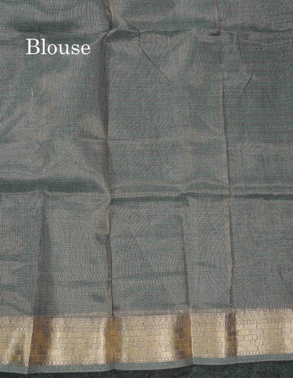 Beautiful Sea Blue Linen Cotton Mix Fancy Saree With Fancy Border