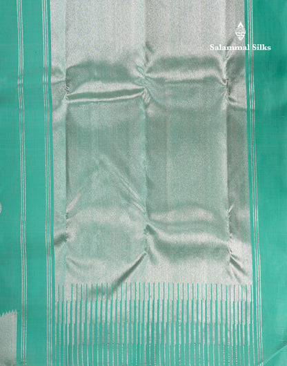 8 Kol Light Rexona Green Pure Kanjivaram Silk Saree with Circle Pattern Border