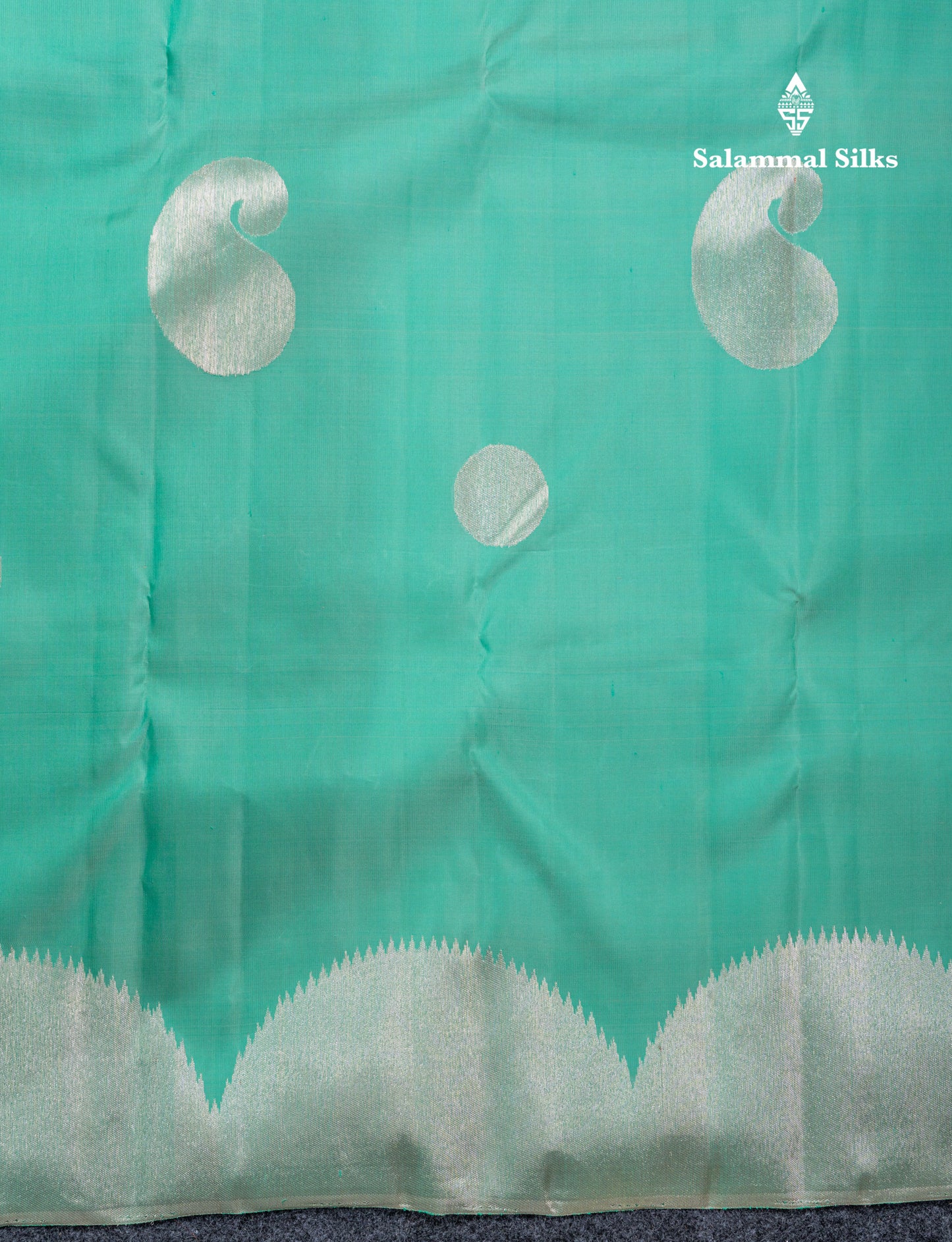 8 Kol Light Rexona Green Pure Kanjivaram Silk Saree with Circle Pattern Border
