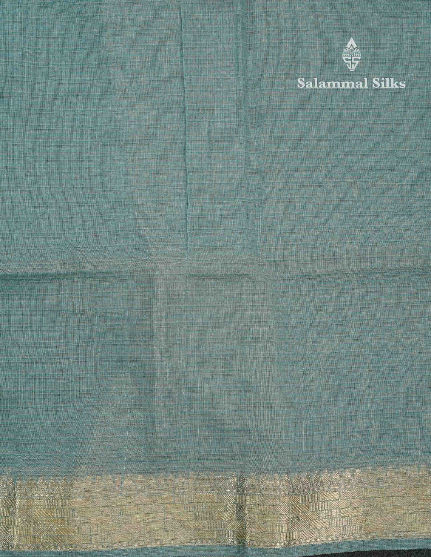 Beautiful Sea Blue Linen Cotton Mix Fancy Saree With Fancy Border