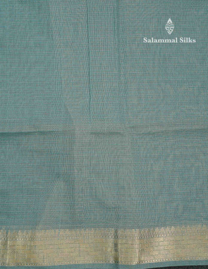 Beautiful Sea Blue Linen Cotton Mix Fancy Saree With Fancy Border