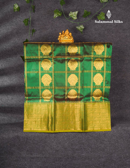 Pure Silk Pattu Pavadai (Bottle Green) With Parrot Green Blouse 35.50"