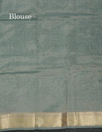 Beautiful Sea Blue Linen Cotton Mix Fancy Saree With Fancy Border