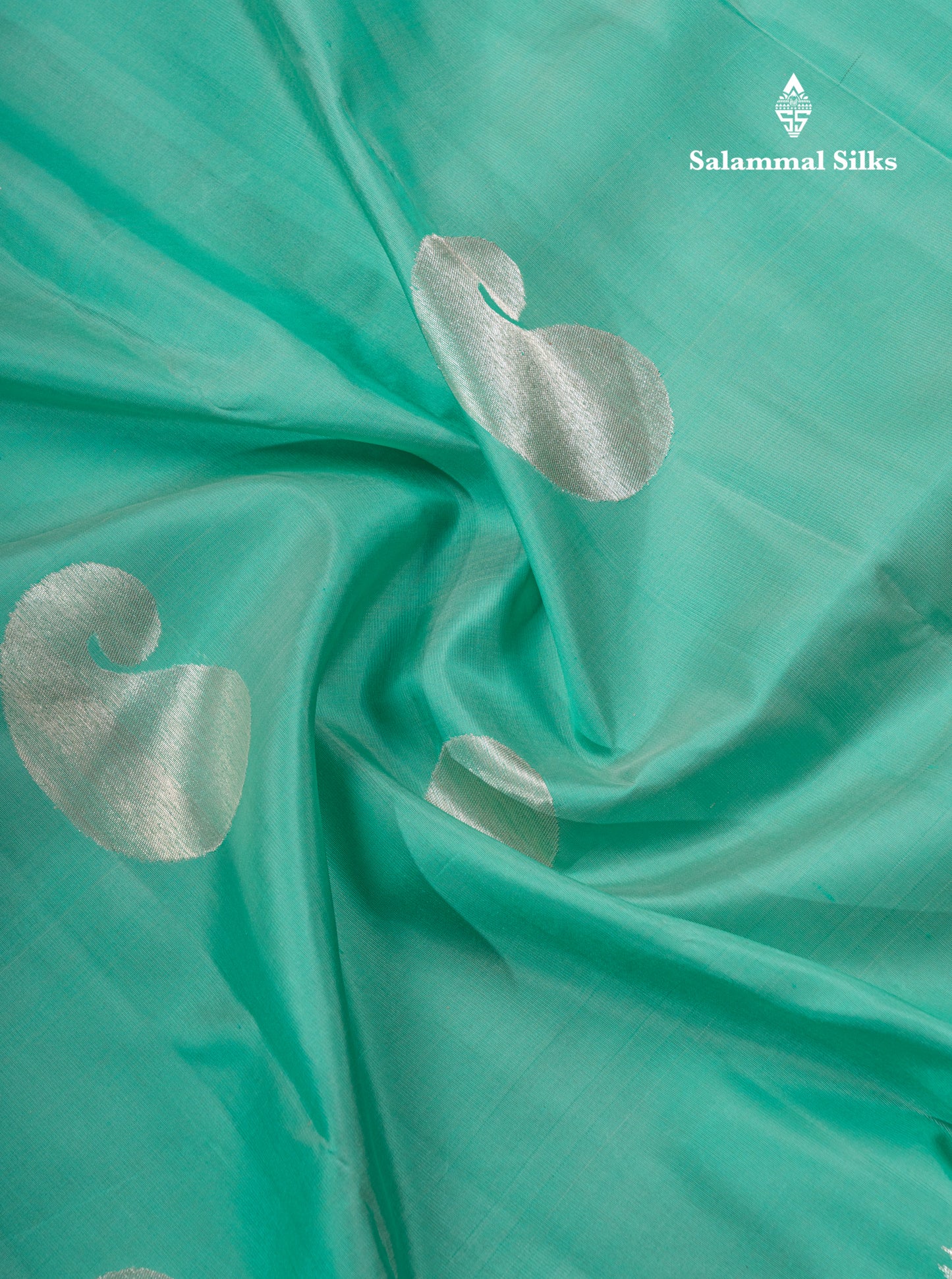 8 Kol Light Rexona Green Pure Kanjivaram Silk Saree with Circle Pattern Border
