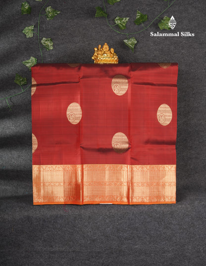 Pure Silk Pattu Pavadai (Maroon) With Orange Blouse 36"