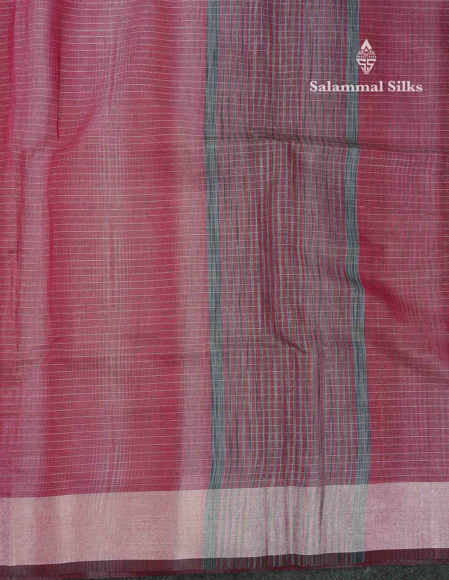 Beautiful Blueish Grey Linen Cotton Mix Saree With Fancy Tissue Border