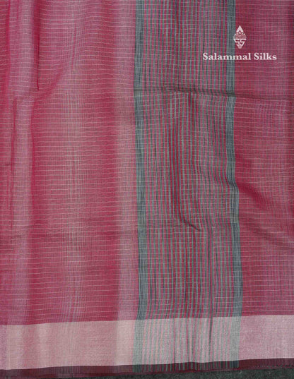 Beautiful Blueish Grey Linen Cotton Mix Saree With Fancy Tissue Border