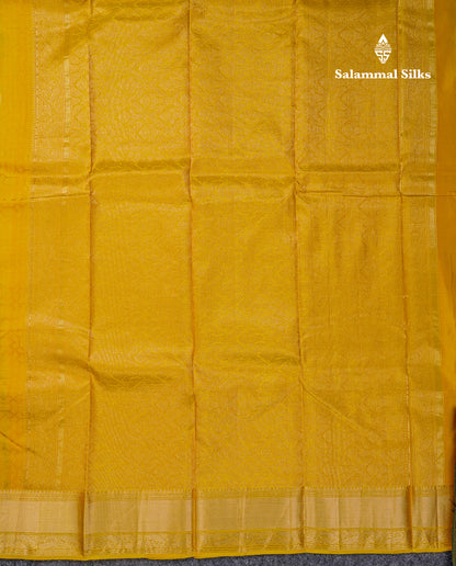 Beautiful Yellow Pure Kanjivaram Silk Saree With Traditional Medium Border