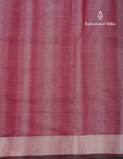 Beautiful Blueish Grey Linen Cotton Mix Saree With Fancy Tissue Border