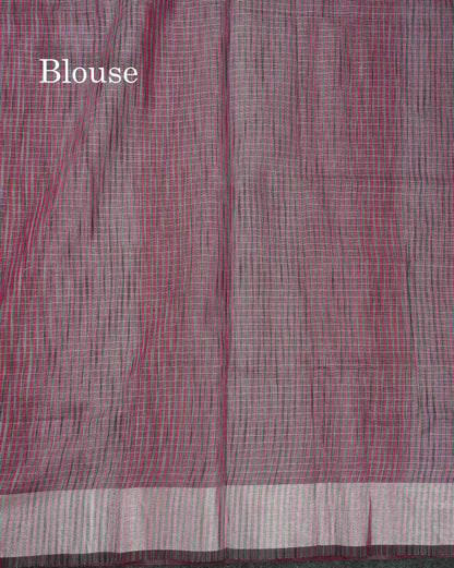 Beautiful Blueish Grey Linen Cotton Mix Saree With Fancy Tissue Border