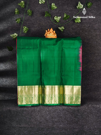 Pure Silk Pattu Pavadai (Magenta Pink) With Bottle Green Blouse 36"