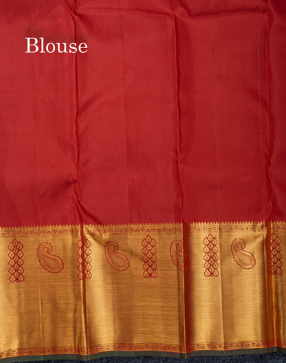 Maroon Bridal Pure Kanjivaram Silk Saree With Traditional Evening Morning Border
