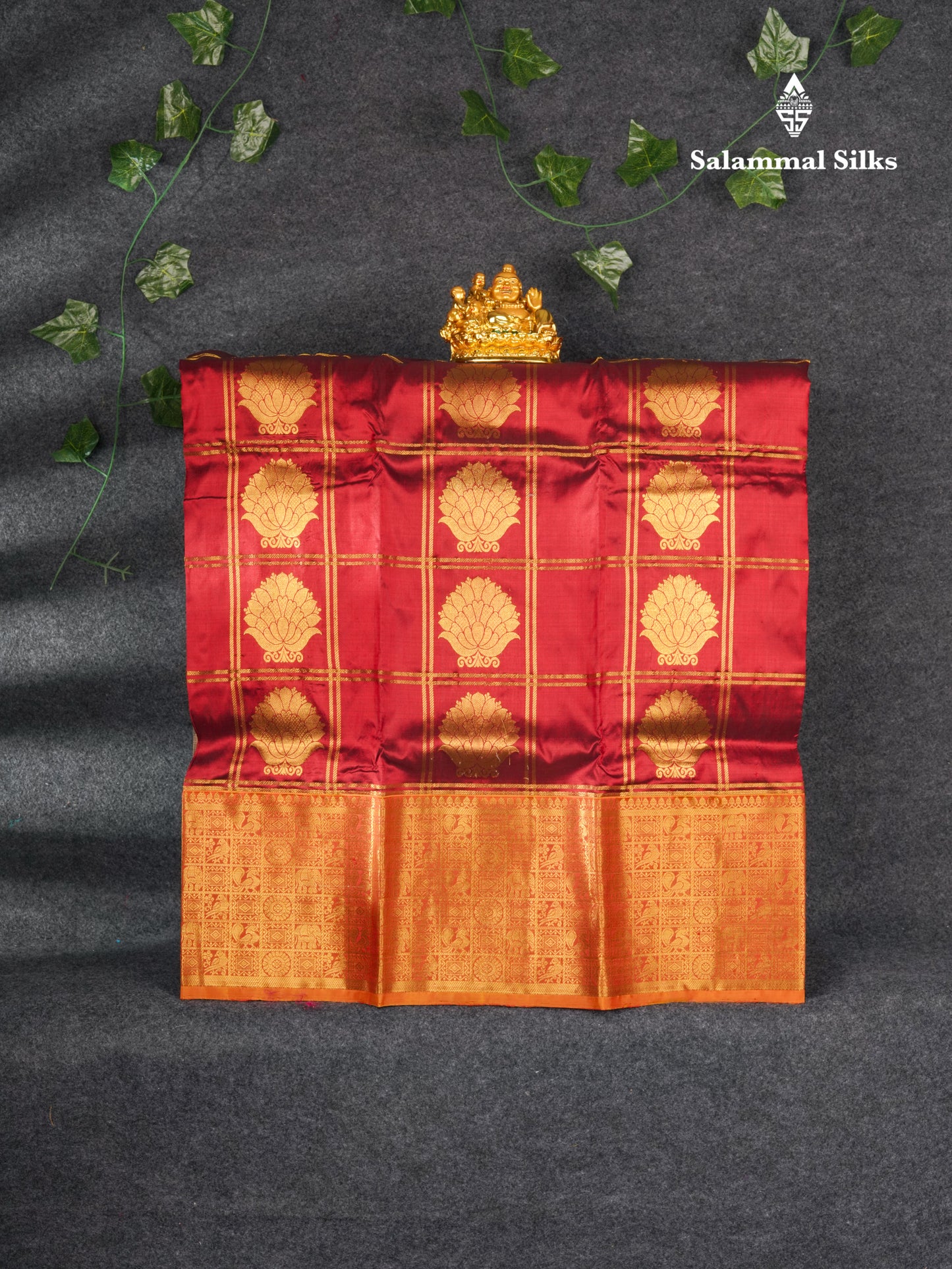 Pure Silk Pattu Pavadai (Maroon) With Mustard Yellow Blouse 35.20"