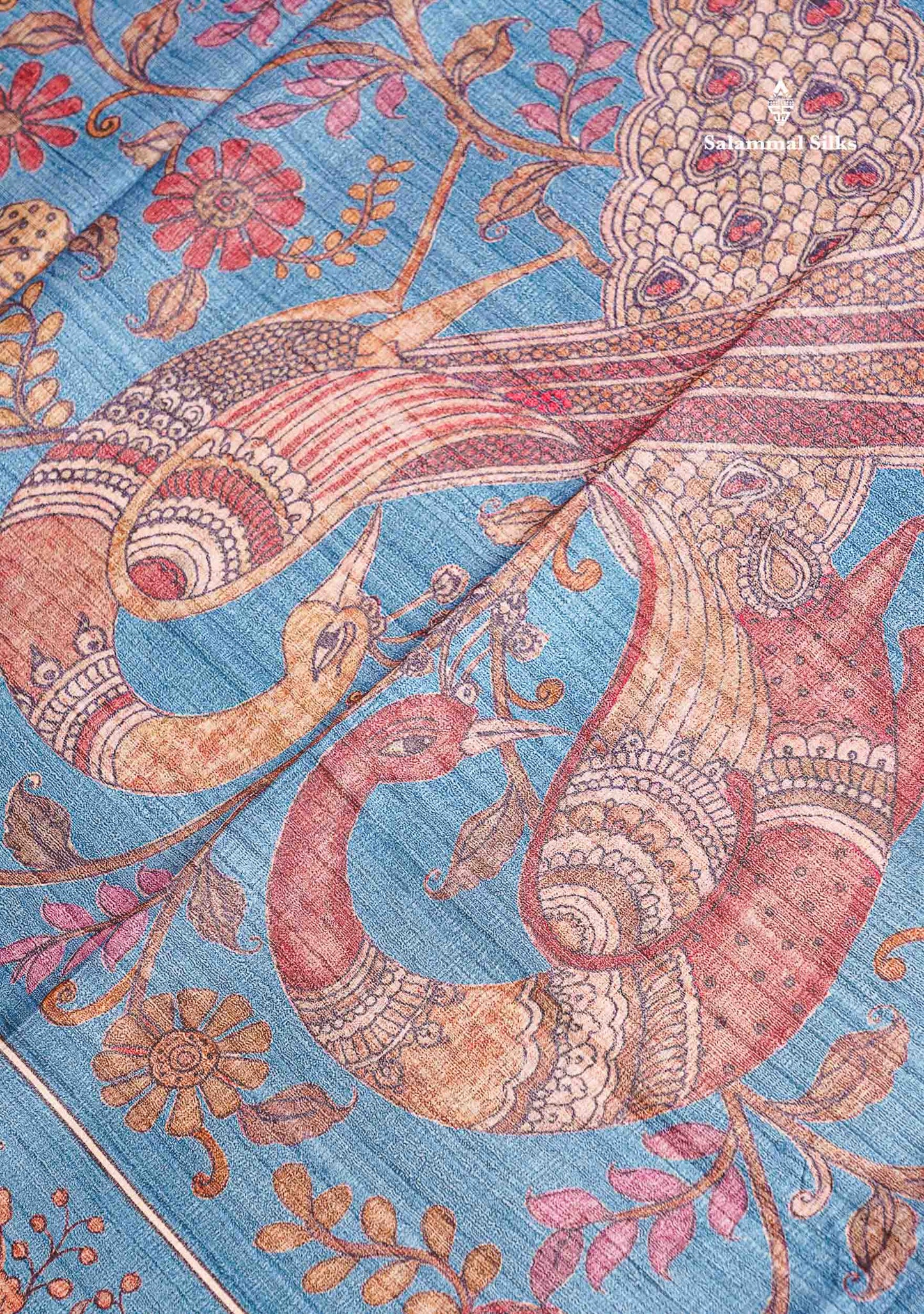 Semi Tussar Saree -  Dual Tone Magenta Along With Contrast Ramar Blue Fancy Border