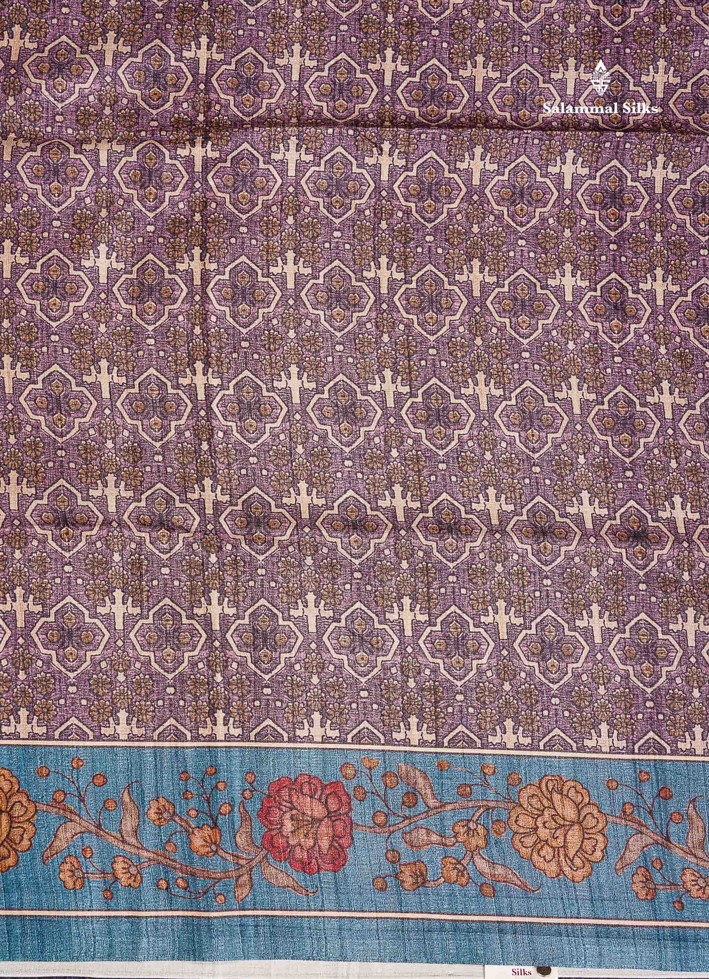 Semi Tussar Saree -  Dual Tone Magenta Along With Contrast Ramar Blue Fancy Border