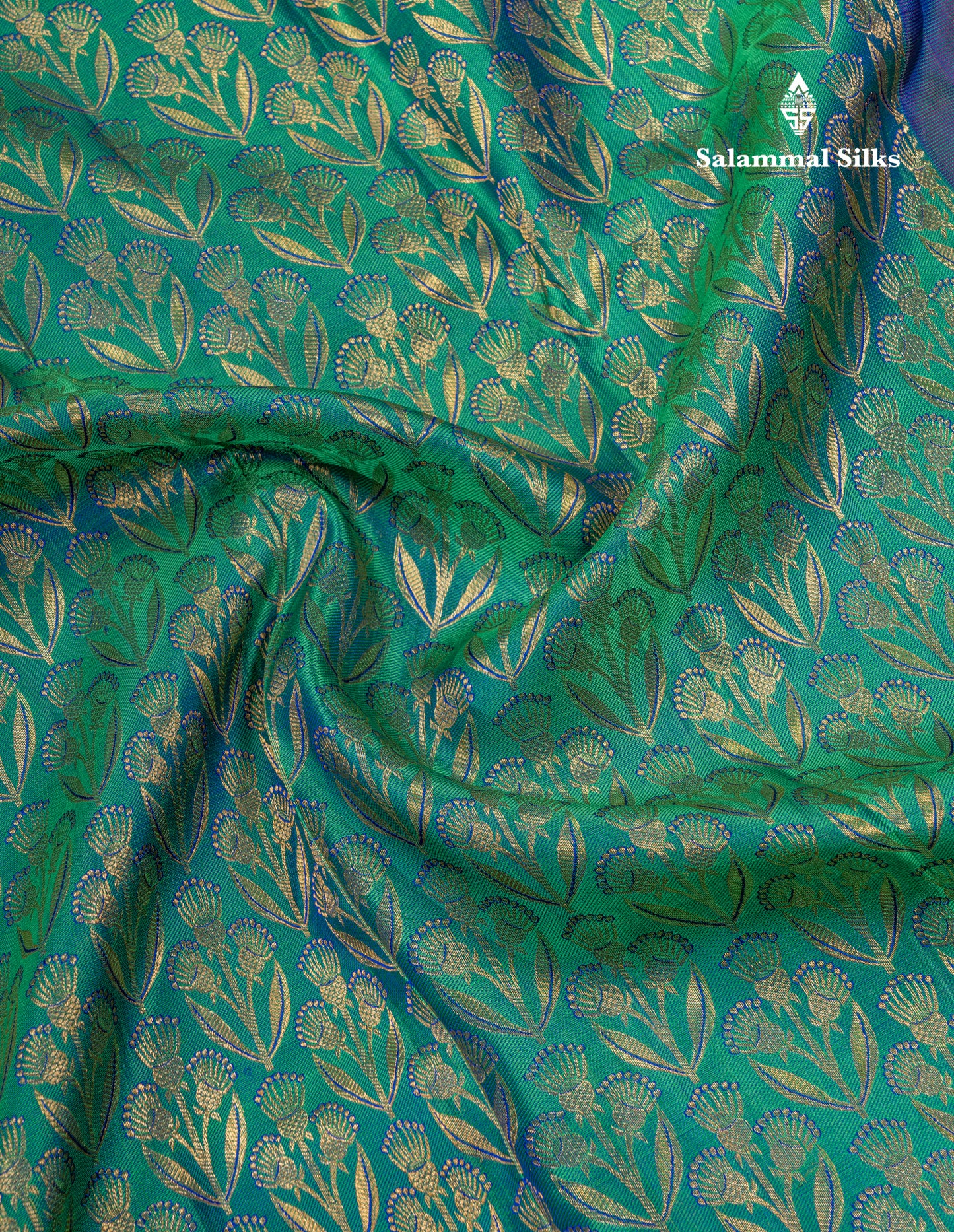 Dual Tone Peacock Green Bridal Pure Kanjivaram Silk Saree With Contrast Magenta Traditional Border