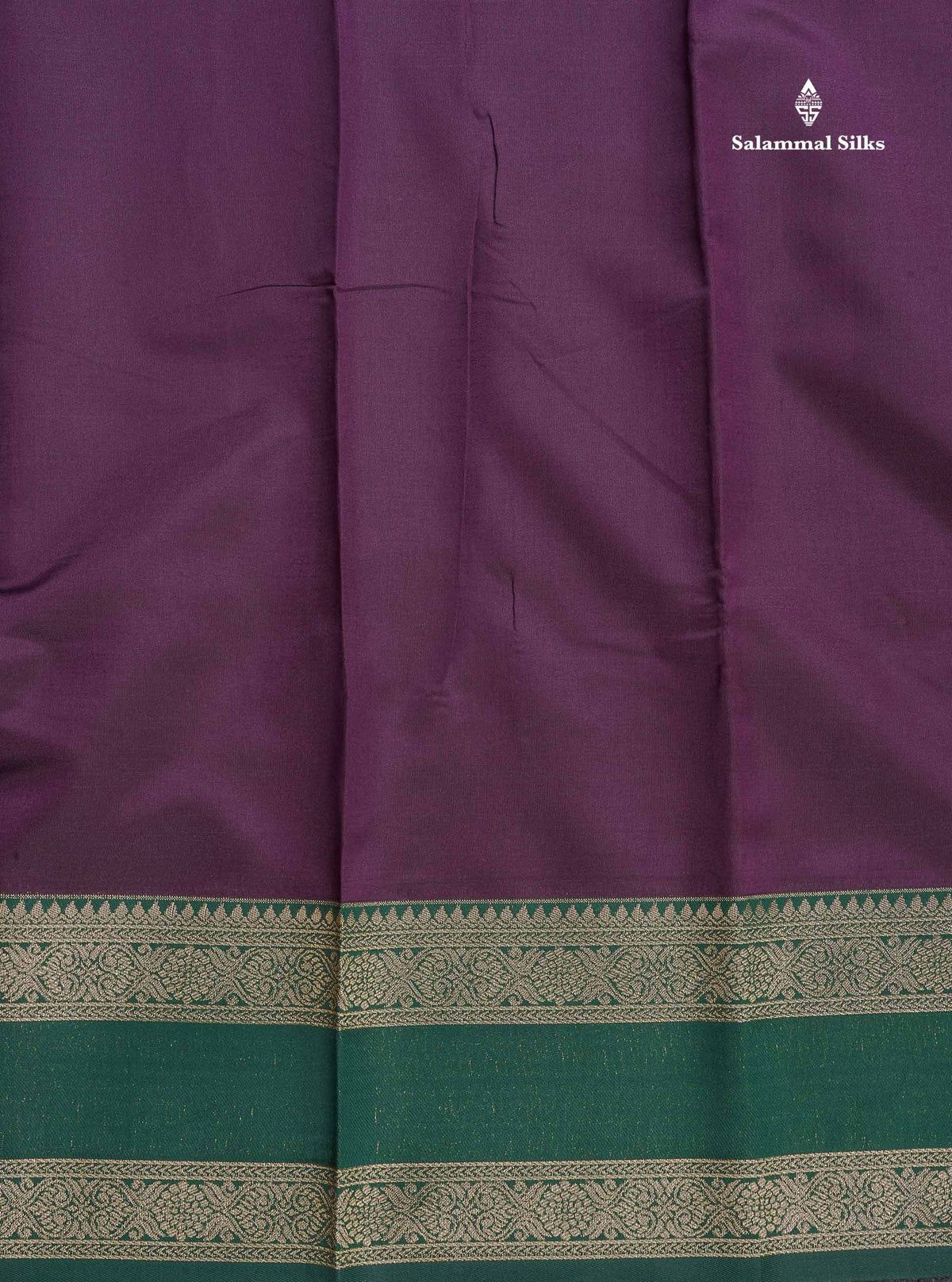 Semi Silk Saree - Wine Purple Colour Body Plain With Contrast Green Gap Border