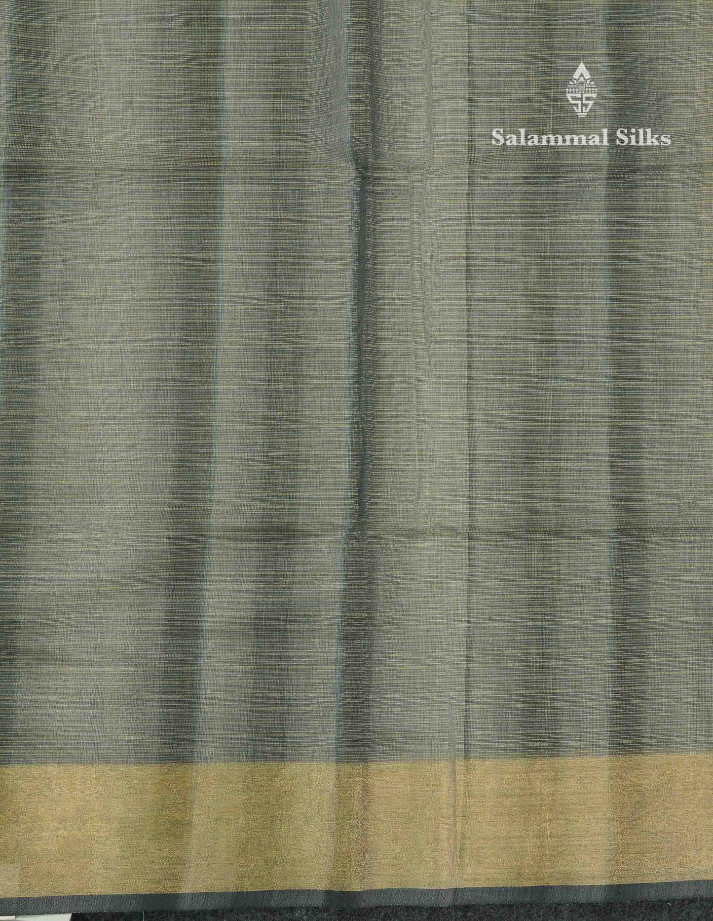 Beautiful Blueish Grey Linen Cotton Mix Saree With Fancy Tissue Border