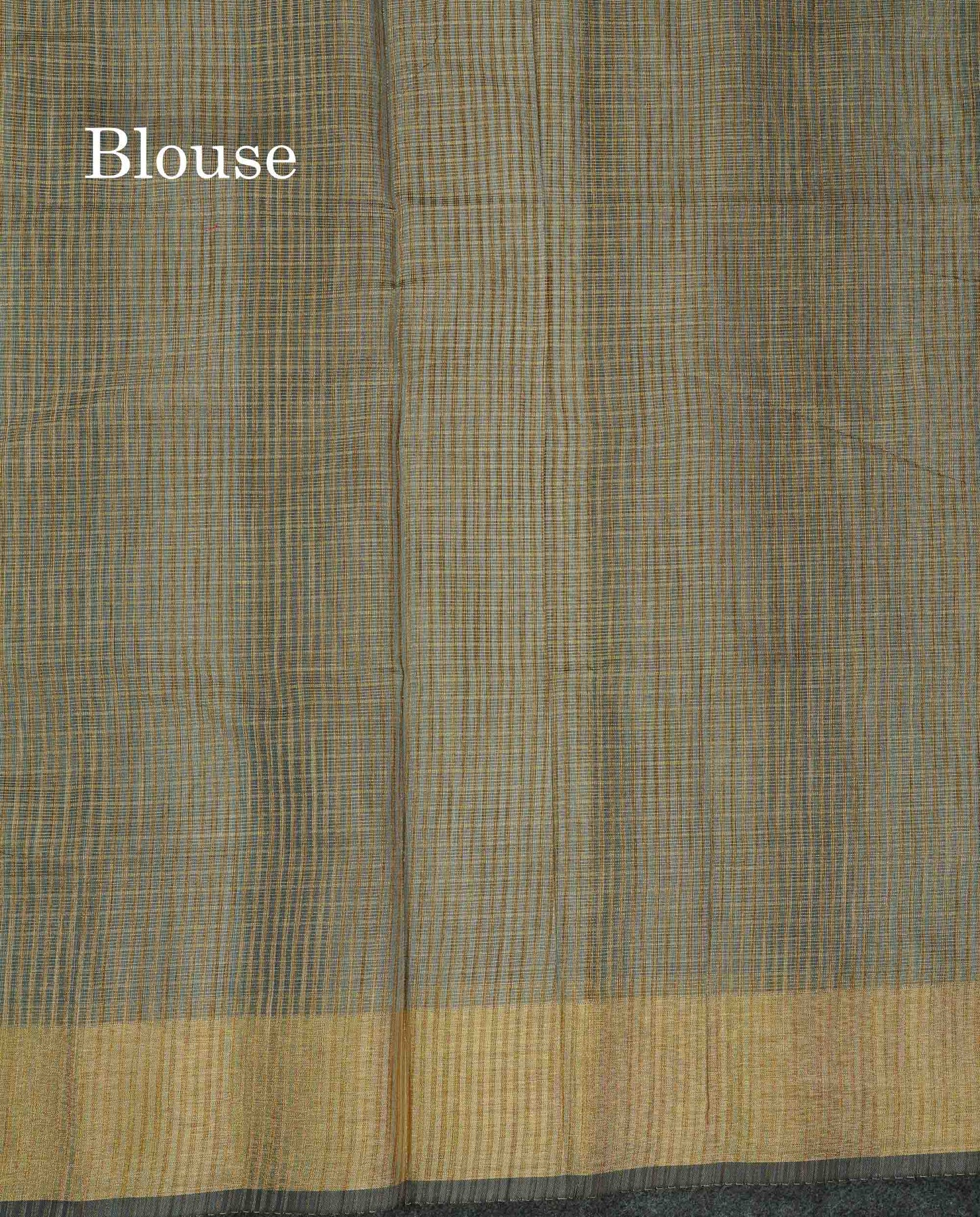 Beautiful Blueish Grey Linen Cotton Mix Saree With Fancy Tissue Border