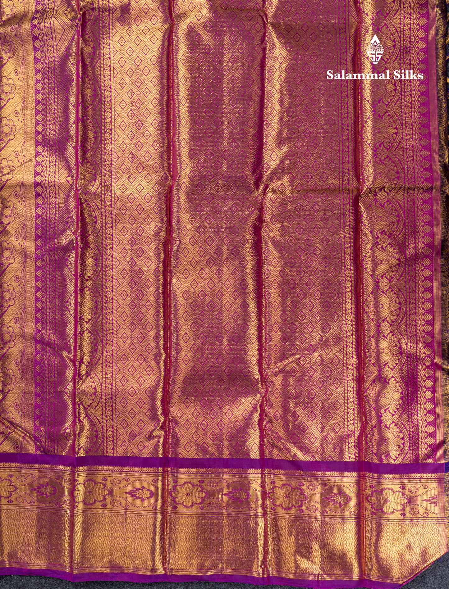 Dark Purple Tissue Bridal Pure Kanjivaram Silk Saree With Traditional Evening Morning Border