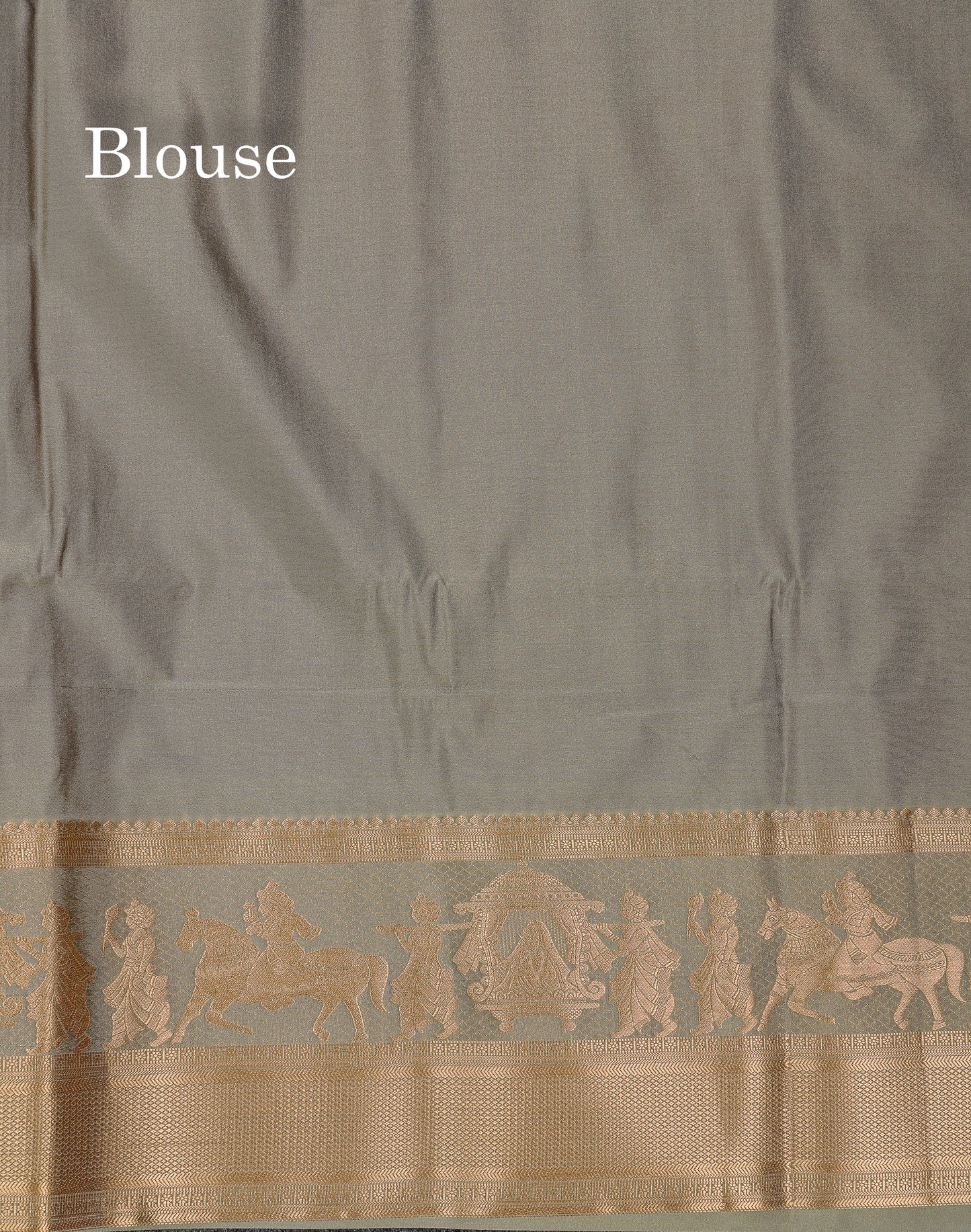 Beautiful Dark Violet Silver & Gold Zari Buttas Semi Silk Saree With Contrast Olive Green Traditional Pallaku Border