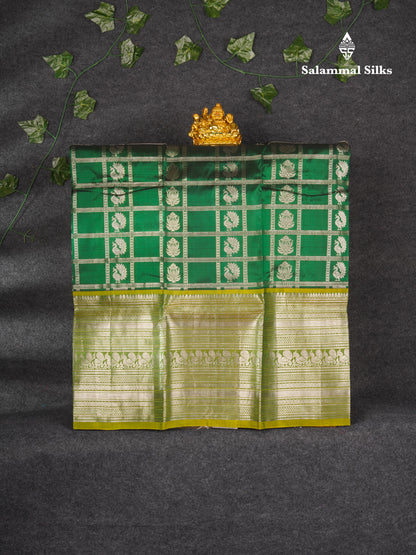 Pure Silk Pattu Pavadai (Bottle Green) With Manthulir Yellow Blouse 36"