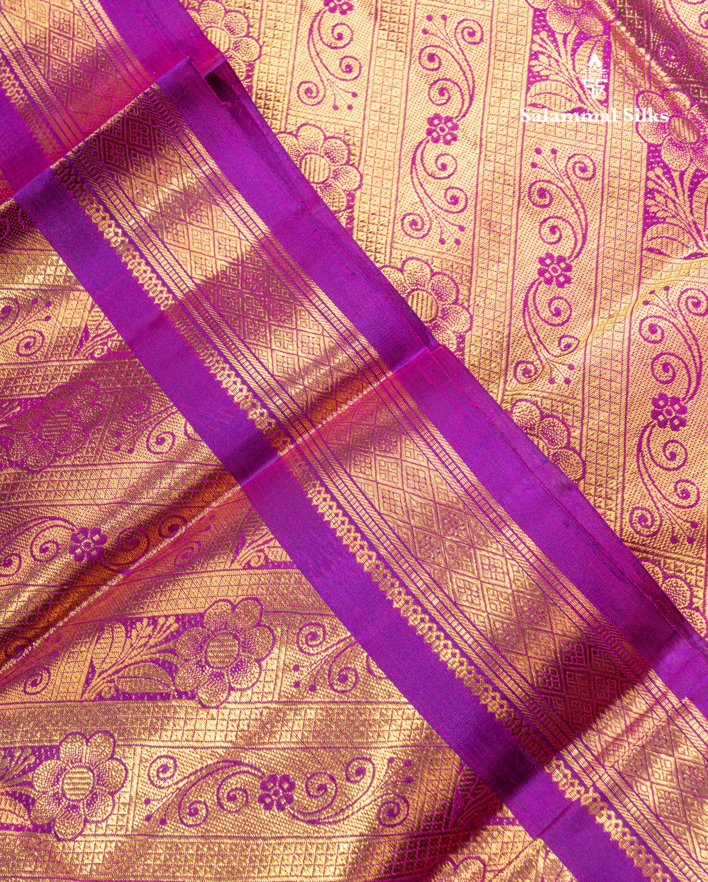Dark Purple Tissue Bridal Pure Kanjivaram Silk Saree With Traditional Evening Morning Border