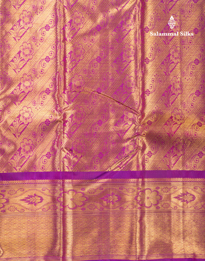 Dark Purple Tissue Bridal Pure Kanjivaram Silk Saree With Traditional Evening Morning Border