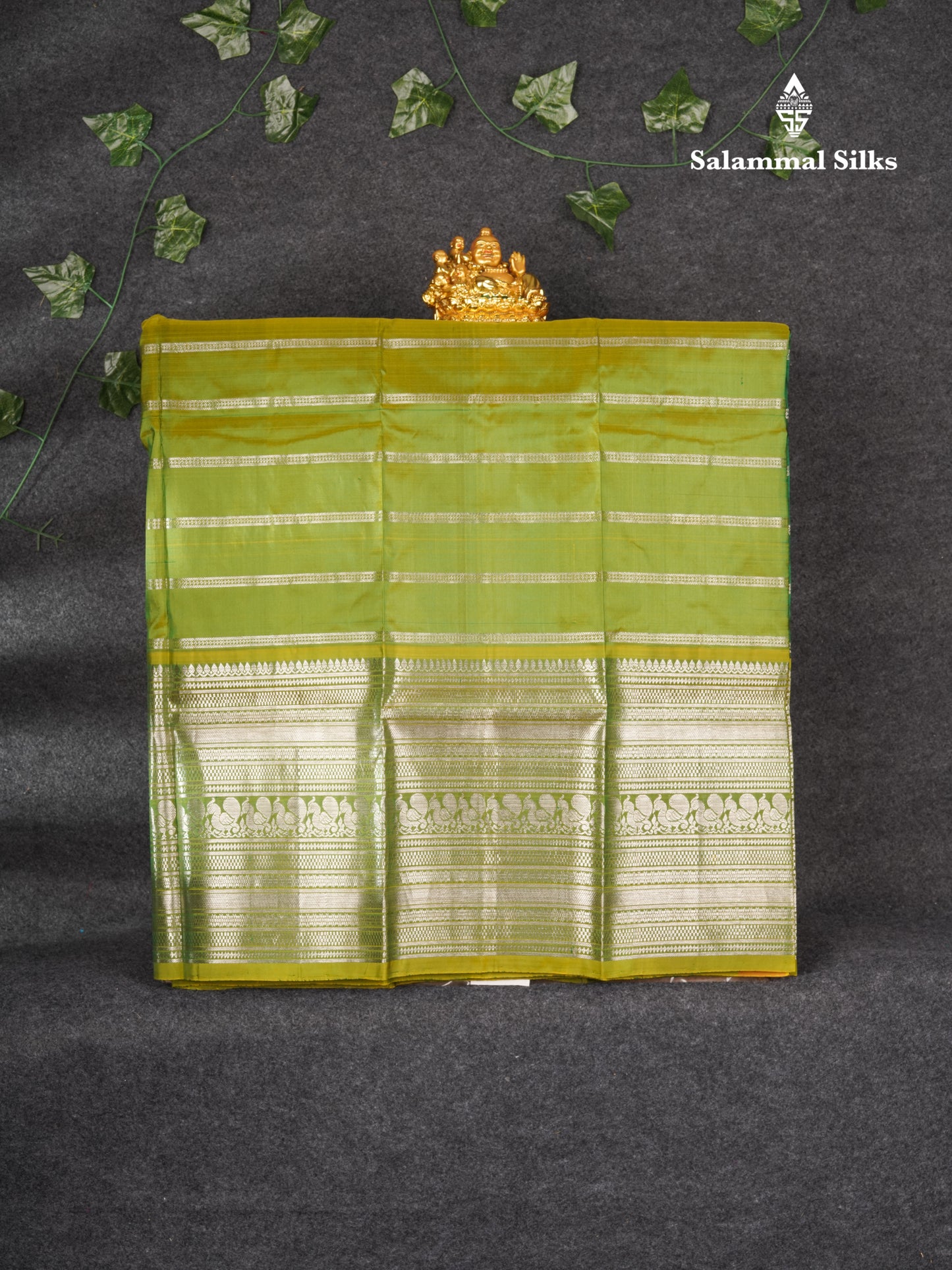 Pure Silk Pattu Pavadai (Bottle Green) With Manthulir Yellow Blouse 36"